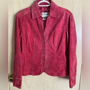 Live A Little Suede Leather Pink Snap Close Jacket Sz Medium